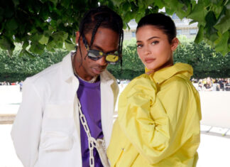 Travis Scott and Kylie Jenner at the Louis Vuitton show, Paris Fashion Week in 2018