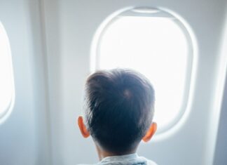 Kid on an airplane