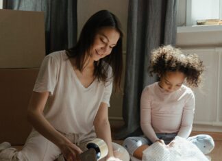 Mom packing with kid