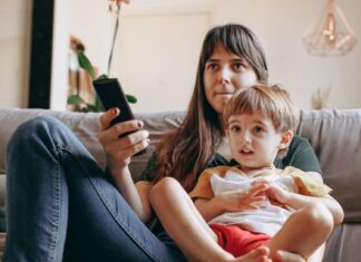 Kid watching television