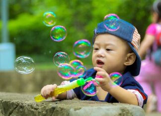 Kids blowing Bubbles