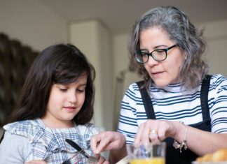 Mom teaching manners