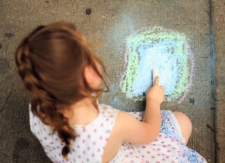 Chalk on the driveway