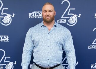 2018 Worlds Strongest Man and actor Hafþór Júlíus Björnsson at the "Fullsterkur" premiere, Austin Film Festival, 2018