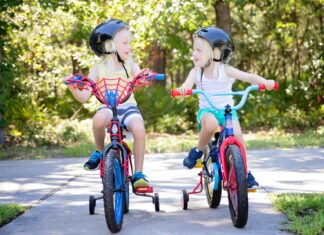 Riding a bike