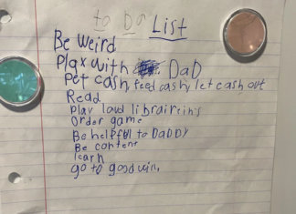 To-do list on lined paper written by a child