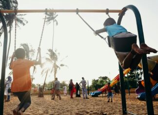 Kids on a swing