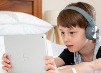 Child using tablet device