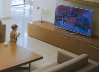 Infant watching television