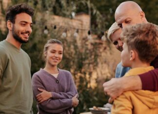 Man introducing boy to a couple