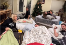 Seven adult siblings have a sleepover at their parents house