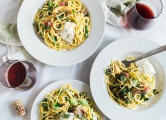 Fresh grown scallions from the neighbors garden, jamon, ricotta, lemon and butter.