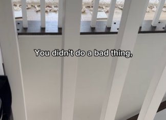 Screenshot of father calming down his daughter