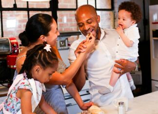 A Family Eating in the Kitchen