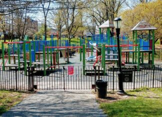 Empty playground in Brooklyn in the early Spring