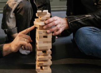 A Family Playing Jenga