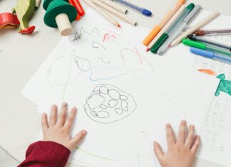 Kid On White Table Painting