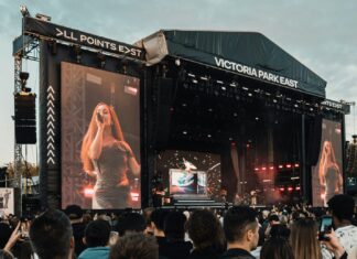 Stage at an outdoor concert