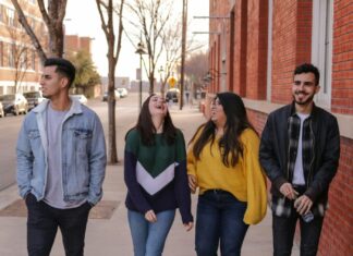 Teens walking